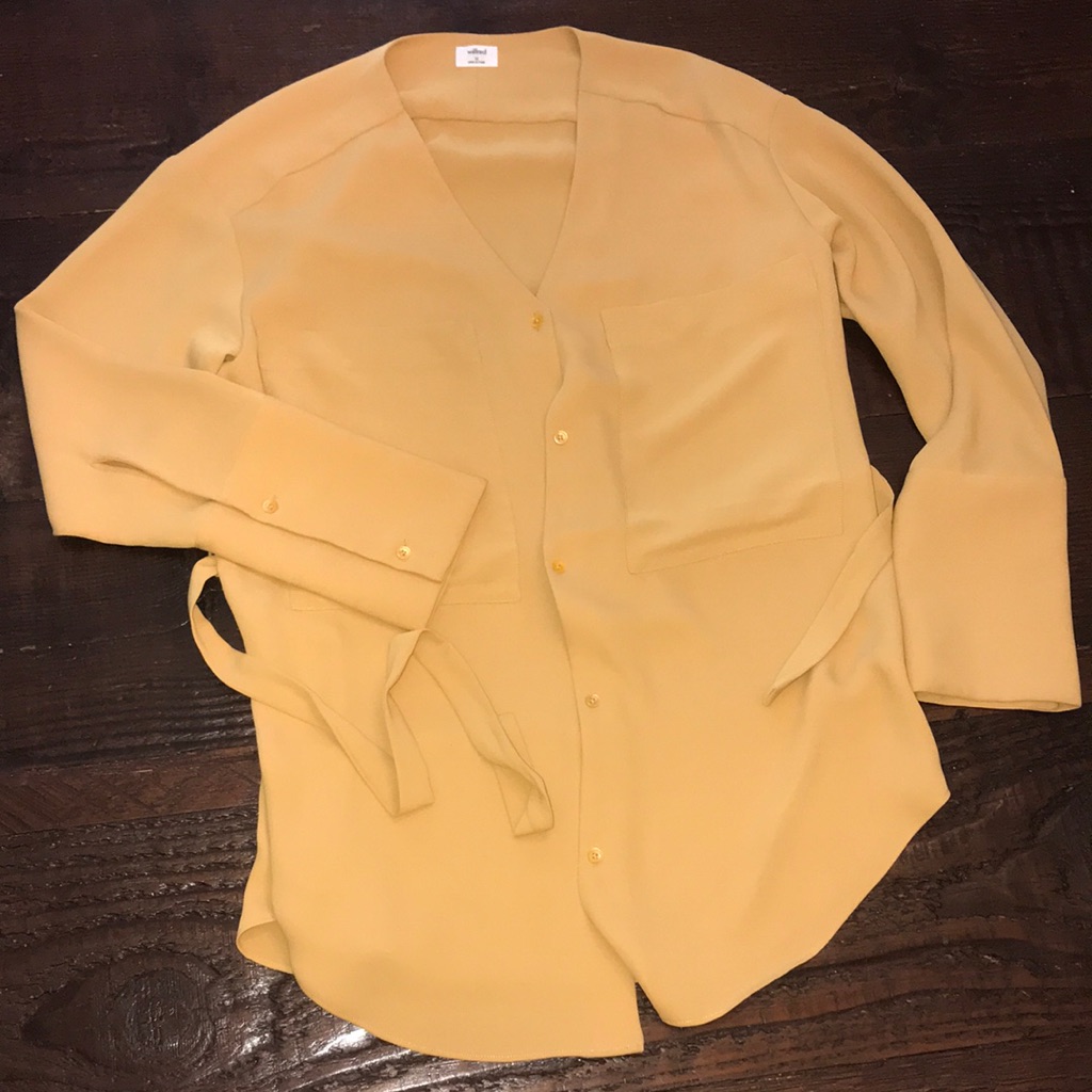 Button Down Blouse With Ties